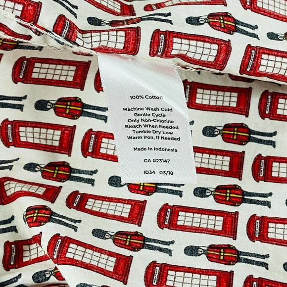 Talbots Petite Shirt White Red Telephone Box British Guards Button Up AS10 - Picture 4 of 5